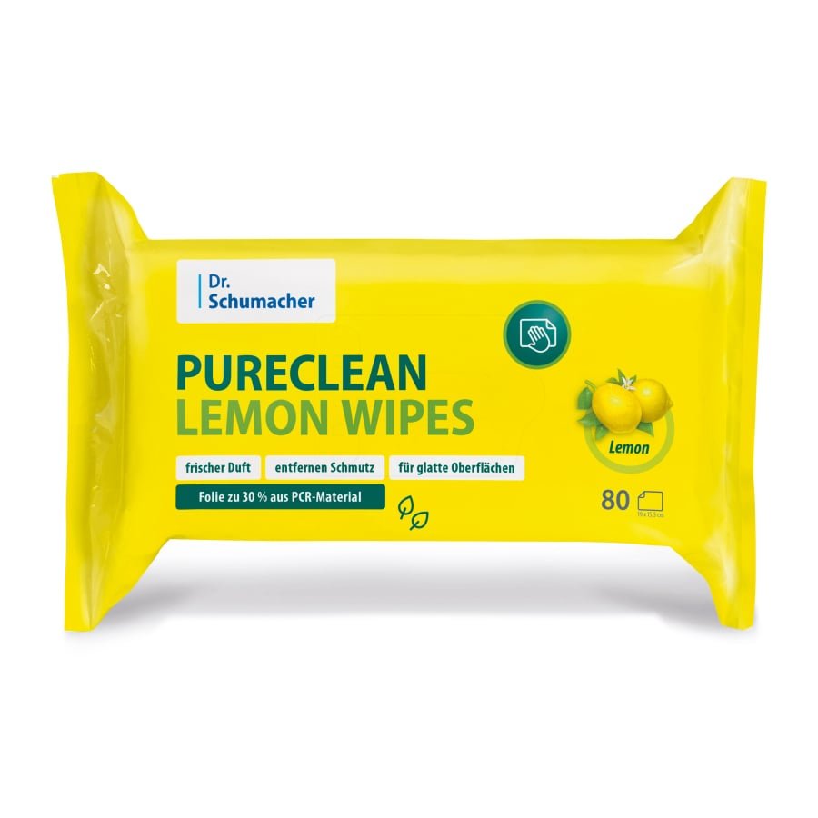 Pure Clean Lemon Wipes | 80 Tücher | Allzweckreinigungstücher