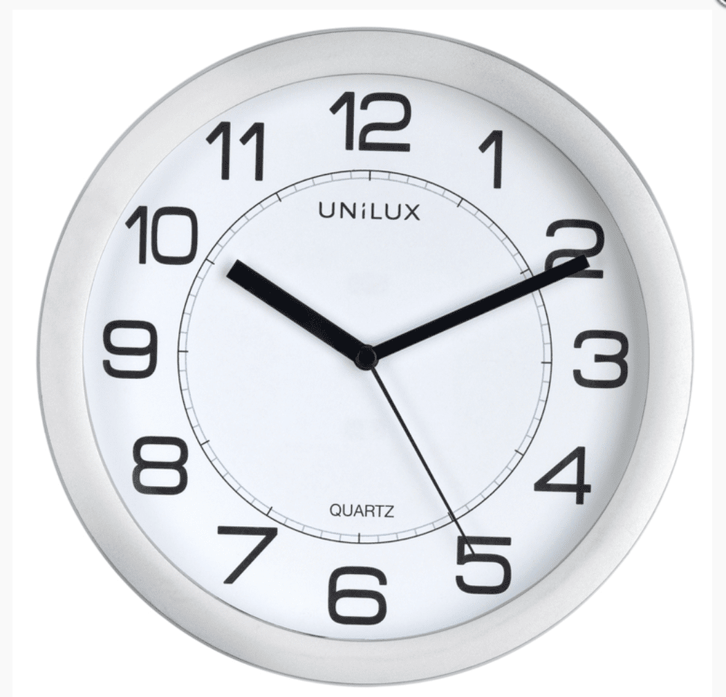 Unilux ATTRACTION Wanduhr mit Magnetbefestigung metallgrau, Durchmesser: 22 cm, Quarzuhrwerk, leise schleichende Zeiger, m. Batterie