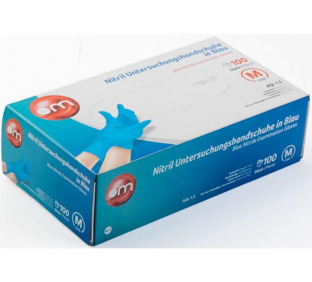 blaue handschuhe nitril OM Healthcare Nitrilhandschuh - blau – AGV Medical Care