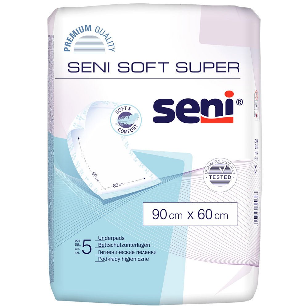 Seni Soft Super | Bettschutzeinlage | 90 x 60cm | 1 Packung á 5 Stück